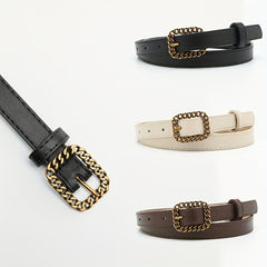 Vintage Hollow Out Buckle PU Waist Belt for Women