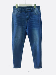 Solid Washed Button Up Skinny Jeans Women's Plus Size