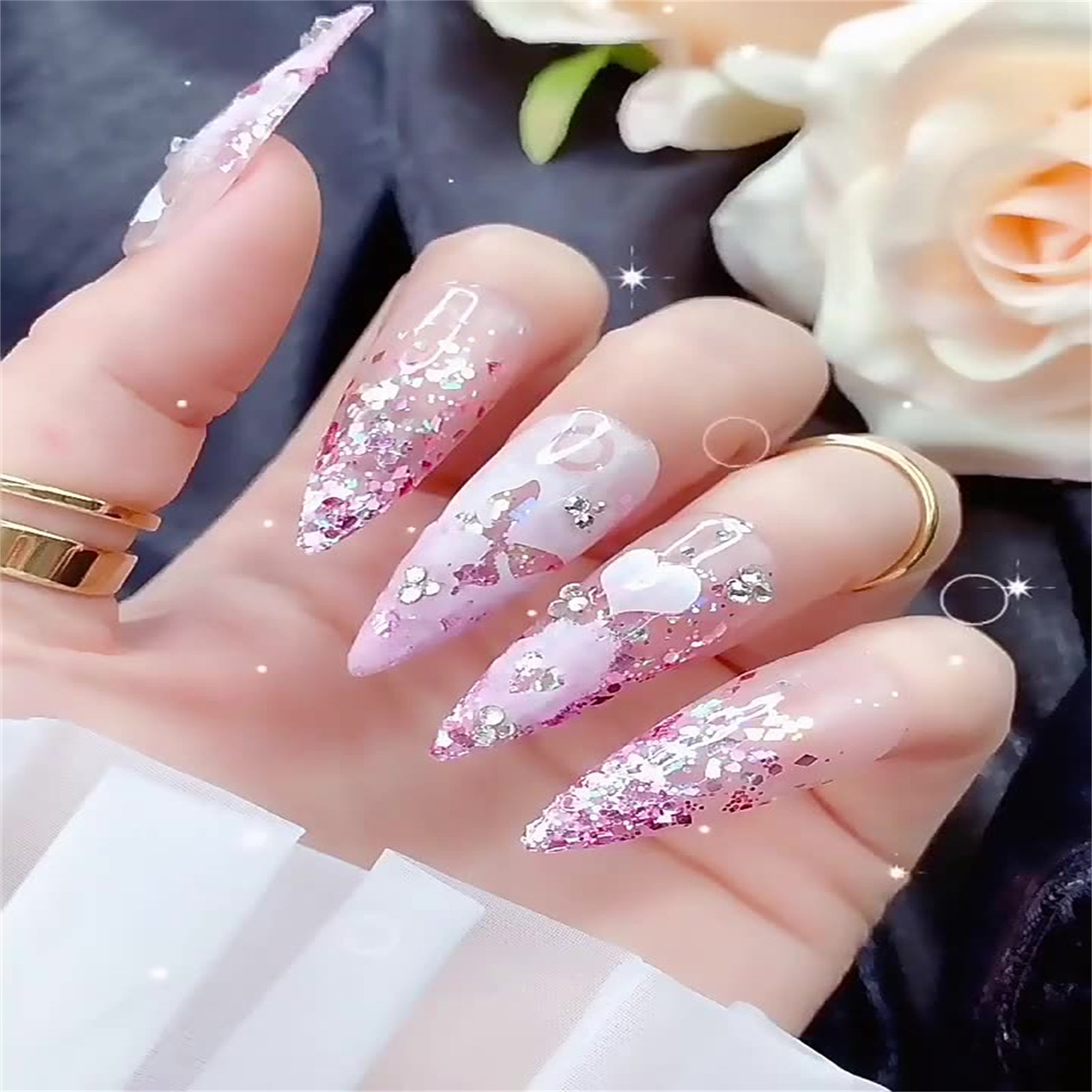 Embossed Rose Lace Nail Art Decals Acrylic Manicure Decorations for Women