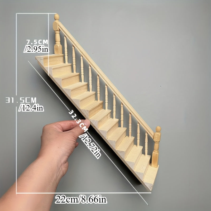 DIY 1:12 Dollhouse Model with Vintage Stairs & Handrails