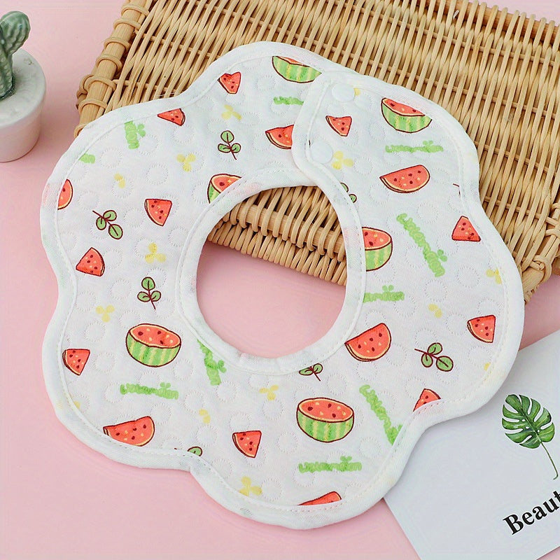 Newborn Saliva Towel Cartoon Printing Waterproof Layer Soft Absorbent Mouth Bib