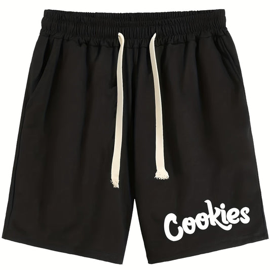 Cookies Letter Print Casual Drawstring Shorts Men's Summer Clothes