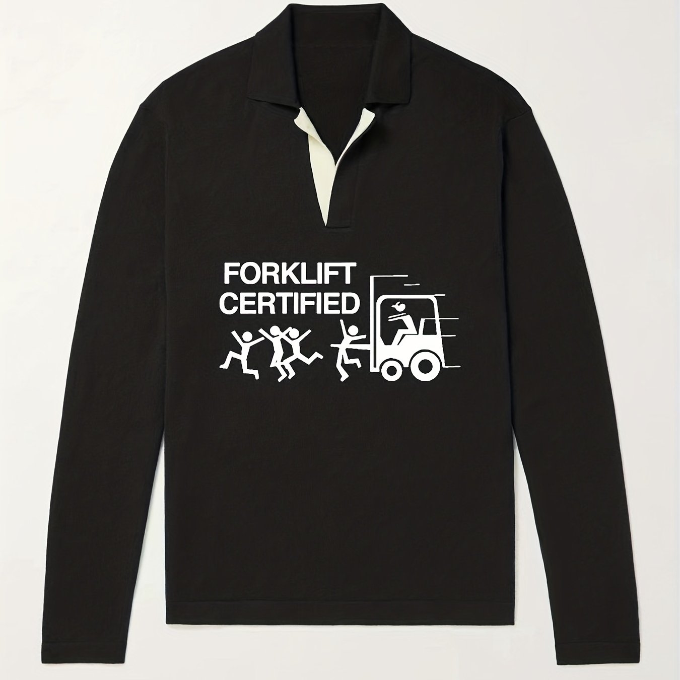 Funny Pattern Knit Polo Shirt Men's Casual Lapel Pullover Sweater