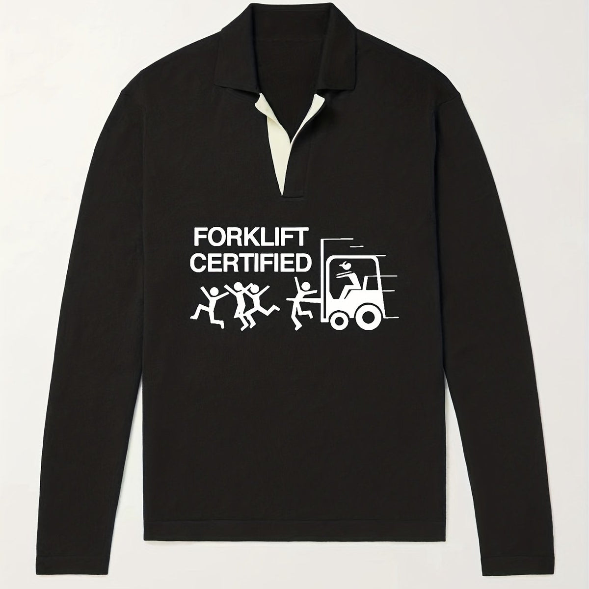 Funny Pattern Knit Polo Shirt Men's Casual Lapel Pullover Sweater