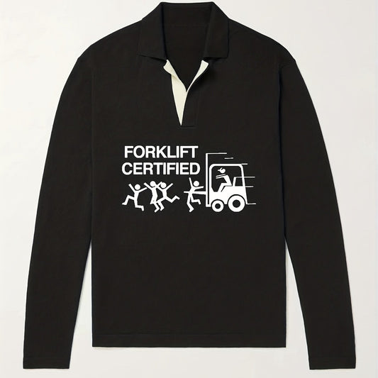 Funny Pattern Knit Polo Shirt Men's Casual Lapel Pullover Sweater