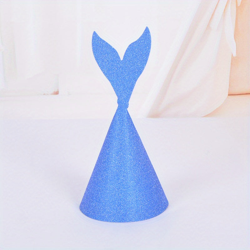 10pcs Glitter Birthday Hat Paper Party Hats Cone Hats Solid Art Craft Caps