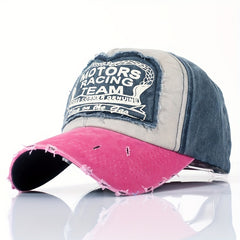 Distressed Printed Patch Baseball Cap Washed Cotton Sun Hat
