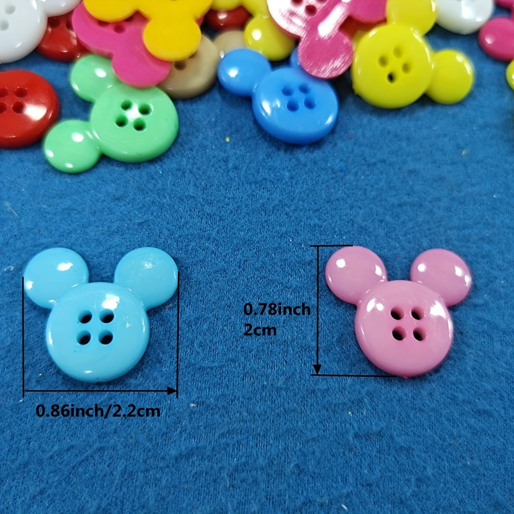 30pcs Mixed Colors Four Eyes Mouse Head Buttons Children's Sewing DIY Crafts