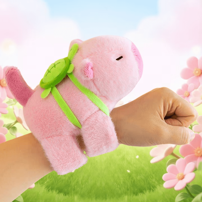 Pink Capybara Plush Toy Bracelet Soft Plush Material Interactive Kids Gift