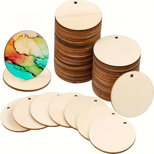 Wooden Circles Round Disc Circle Wooden Blank Pendants DIY Crafts