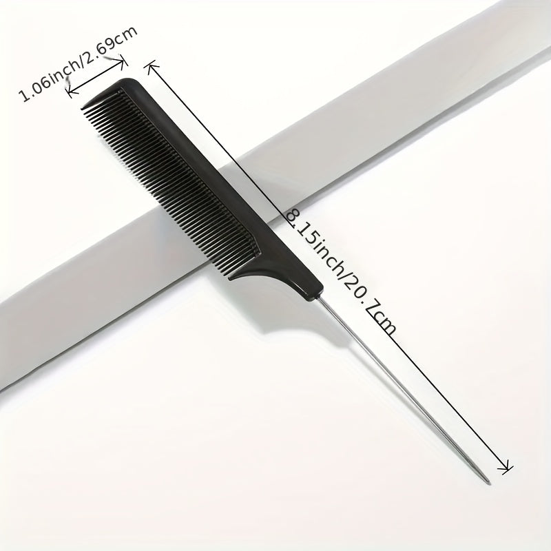 3pcs Rat Tail Comb Steel Pin Rat Tail Plastic Teasing Comb