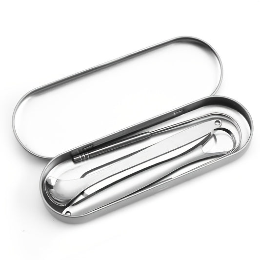 Portable Stainless Steel Tongue Scraper Set