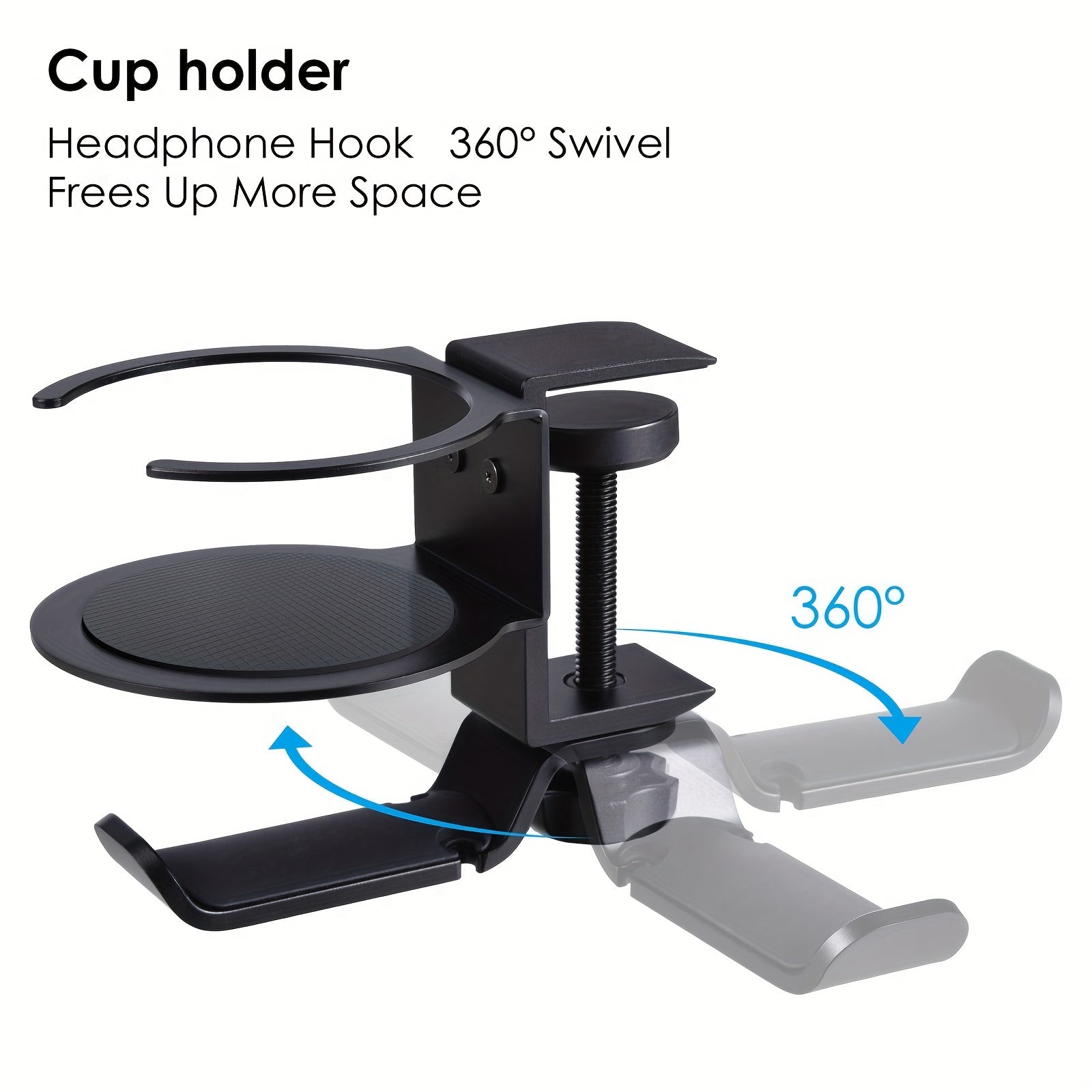 Sleek Headphone Hanger Stand & Drink Cup Holder