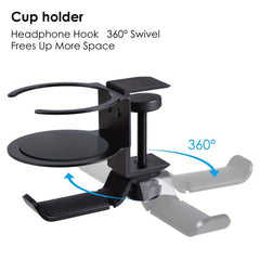 Sleek Headphone Hanger Stand & Drink Cup Holder