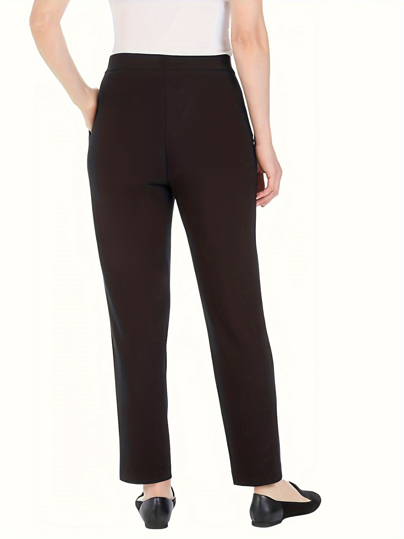  High Rise Straight Leg Pants with Pockets