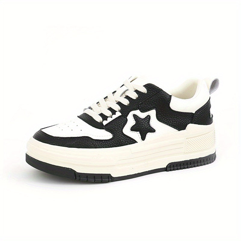 Women's Star Graphic Board Shoes Lace Up Thick Sole Versatile Flat Shoes
