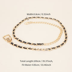 Chain Belt For Women Metal Waist Chain Faux Leather Belt