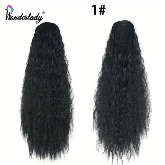 Water Wave Ponytail Hair Extensions 55 88cm Rubber Band Clip In Draws