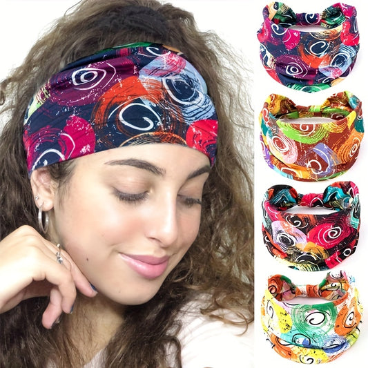 Bohemian Personality Graffiti Headband Elastic Wide Brimmed Hair Accessories