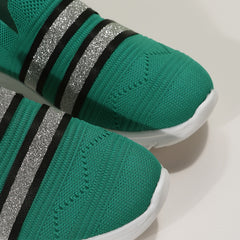 Women's Striped Mesh Breathable Walking Shoes Lightweight Running Shoes