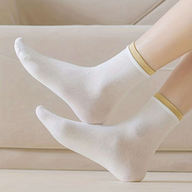 12 Pairs Colorblock Trim Socks Comfy & Breathable Women's Stockings
