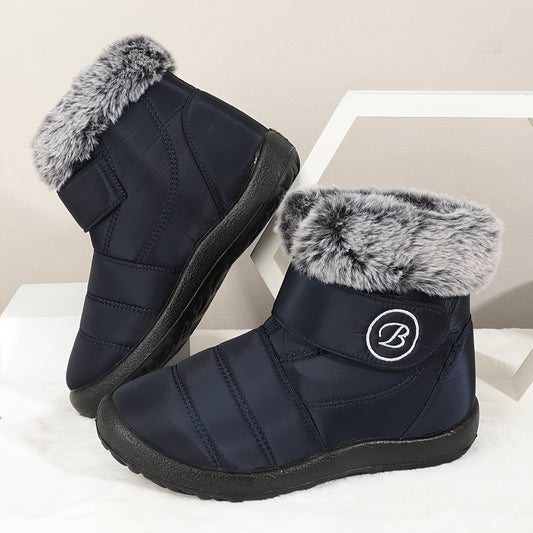 Faux Fur Lined Thermal Snow Boots Plush Slip On Winter Keep Warm Boots