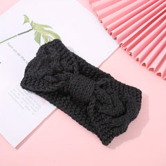 Winter Knitted Bow Headband Solid Wide Yarn Warm Sports Headband