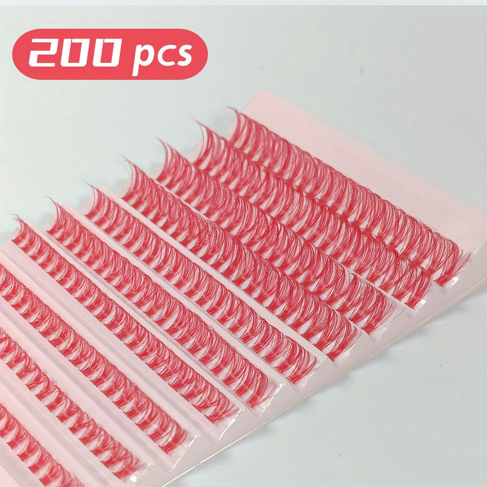 200pcs Pink DIY Eyelashes Extensions Natural Look False Eyelashes