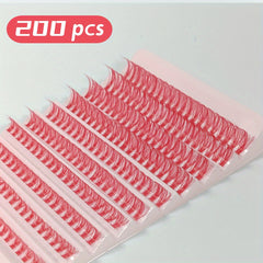 200pcs Pink DIY Eyelashes Extensions Natural Look False Eyelashes