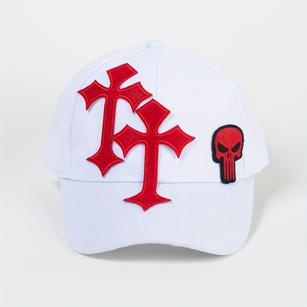 Gothic Skull Cross Patch Baseball Cap Y2K Hip Hop Baseball Cap Pink