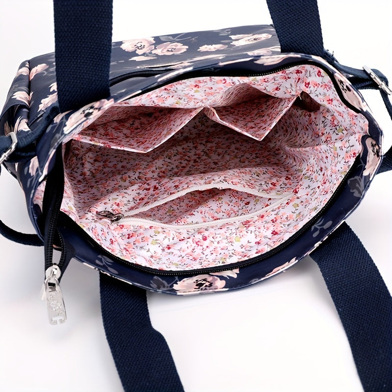 Floral Butterfly Print Tote Bag Large Capacity Shoulder Bag
