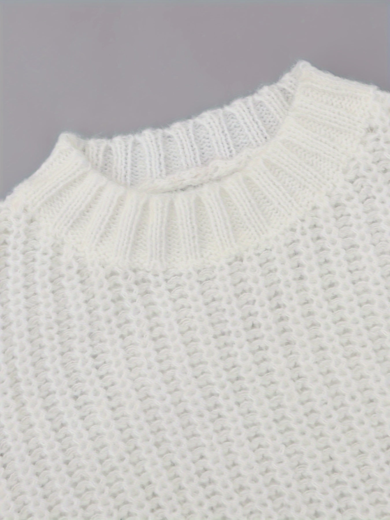  Solid Lantern Sleeve Knitted Pullover Jumper