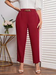  Chain Decor High Rise Tapered Leg Trousers