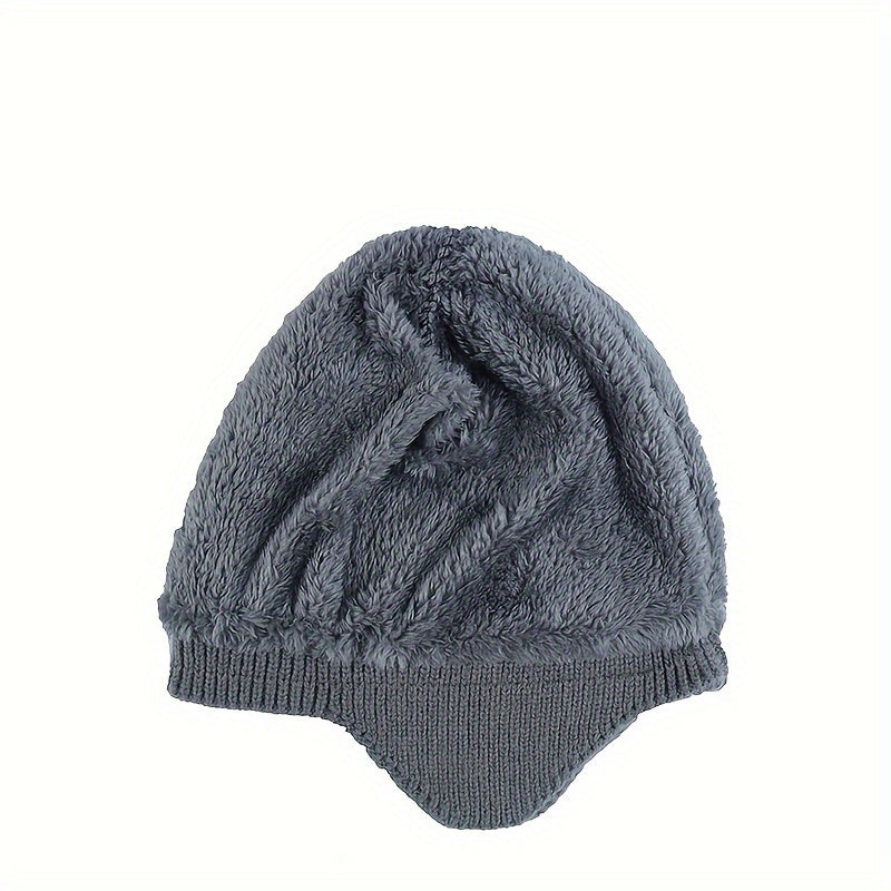 Men's Ear Protection Knit Hat, Velvet Beanie Hat for Outdoor Activities