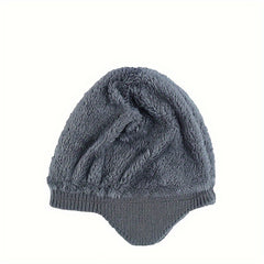 Men's Ear Protection Knit Hat, Velvet Beanie Hat for Outdoor Activities