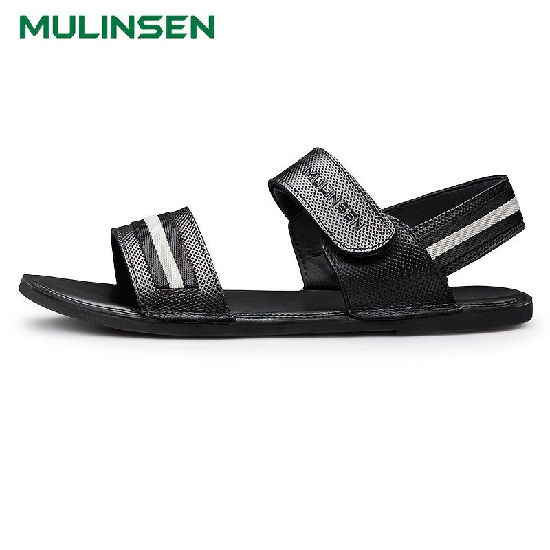 Men's Leather Flat Strap Sandals Soft Sole Beach Sandals