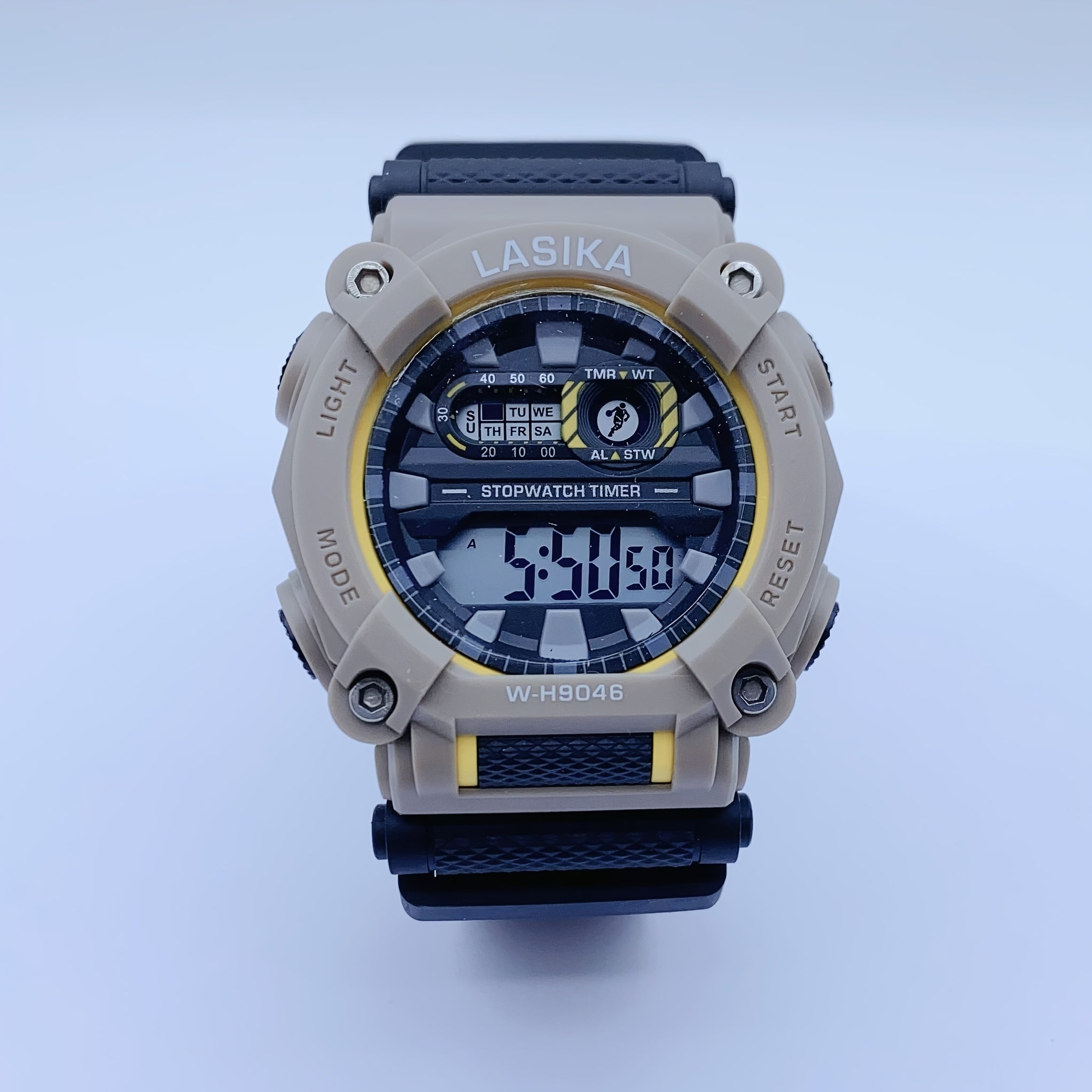 Youth Sport Watch Digital Display Alarm Stopwatch Yellow