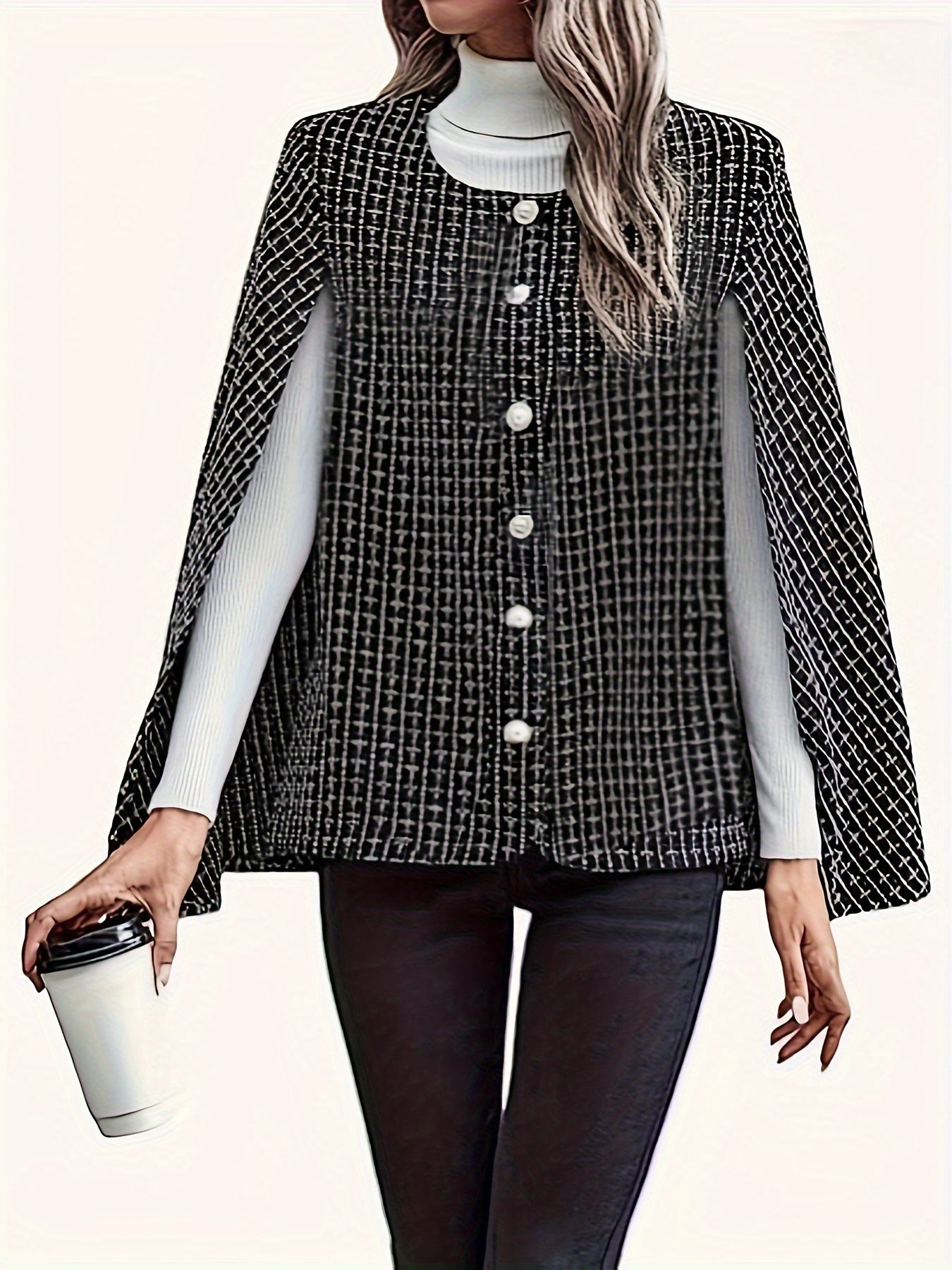  Women's Tweed Cape Sleeve Blazer