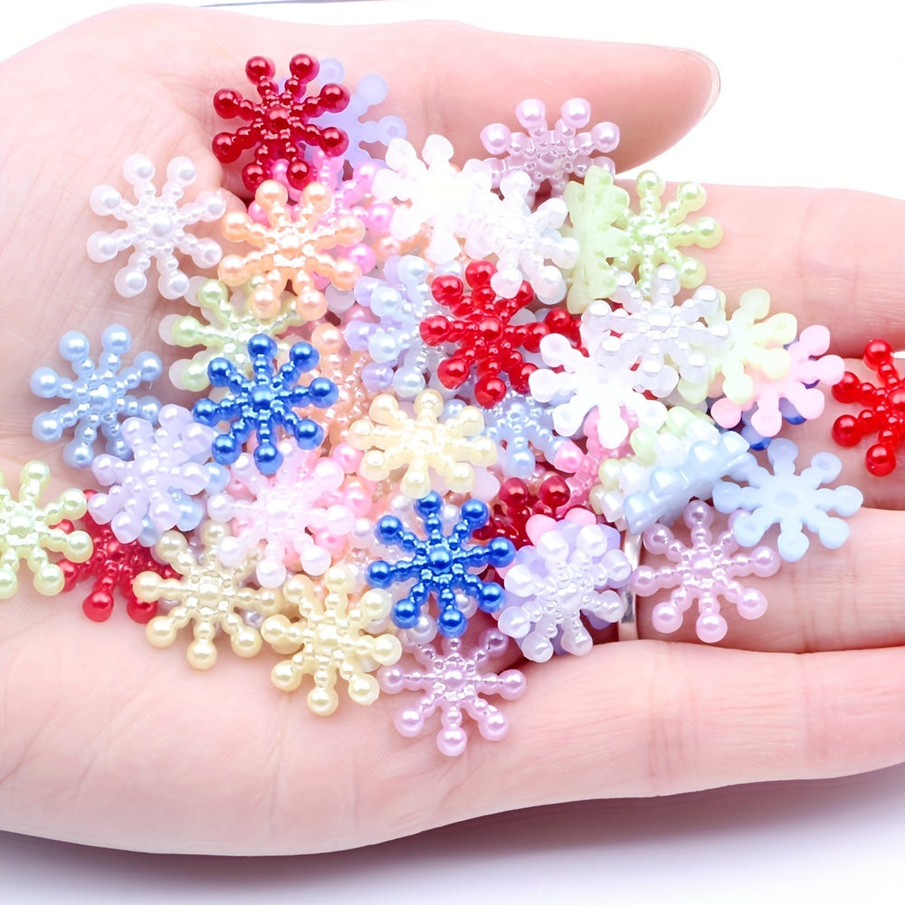 100pcs 15mm Winter Snowflake Resin Flatbacks DIY Nail Crafts Embellishments