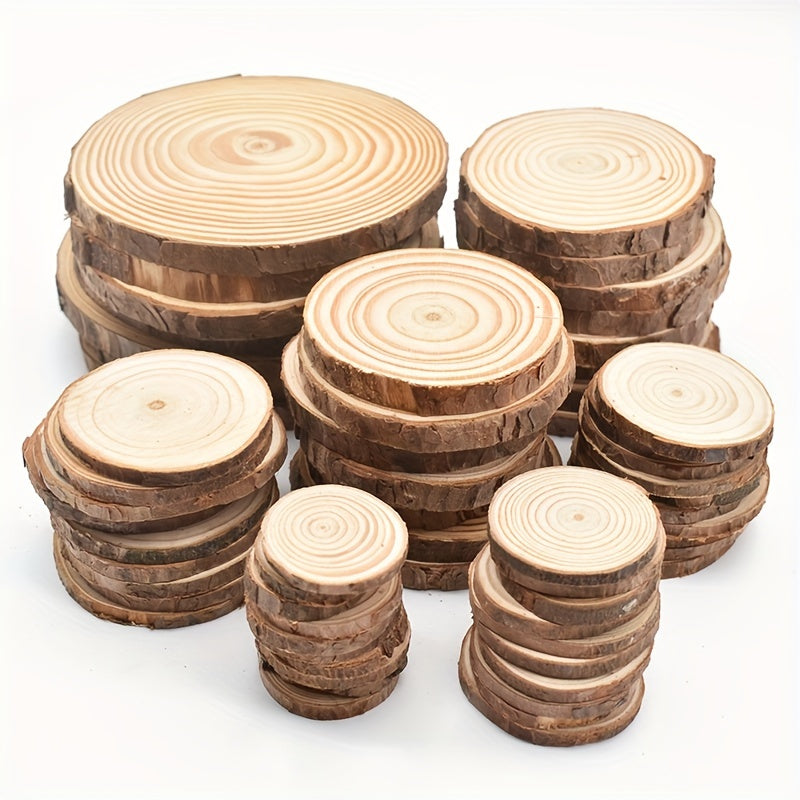 3 Thick Pine Wood Slices Circles With Tree Bark Log Discs DIY Crafts