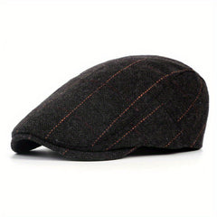 Men's Duckbill Cap Plaid Woolen Beret