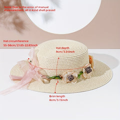 Garland Decor Sun Hat Flat Top Jazz Fedora Straw Cream Beach Hat