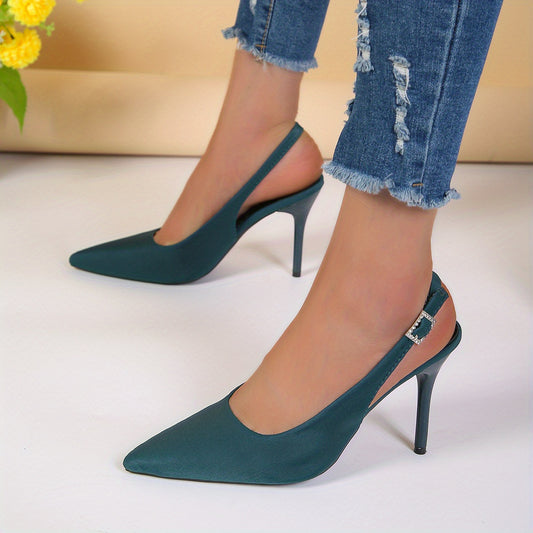 Women's Stiletto Heels Slingback Pumps Buckle Strap - Point Toe