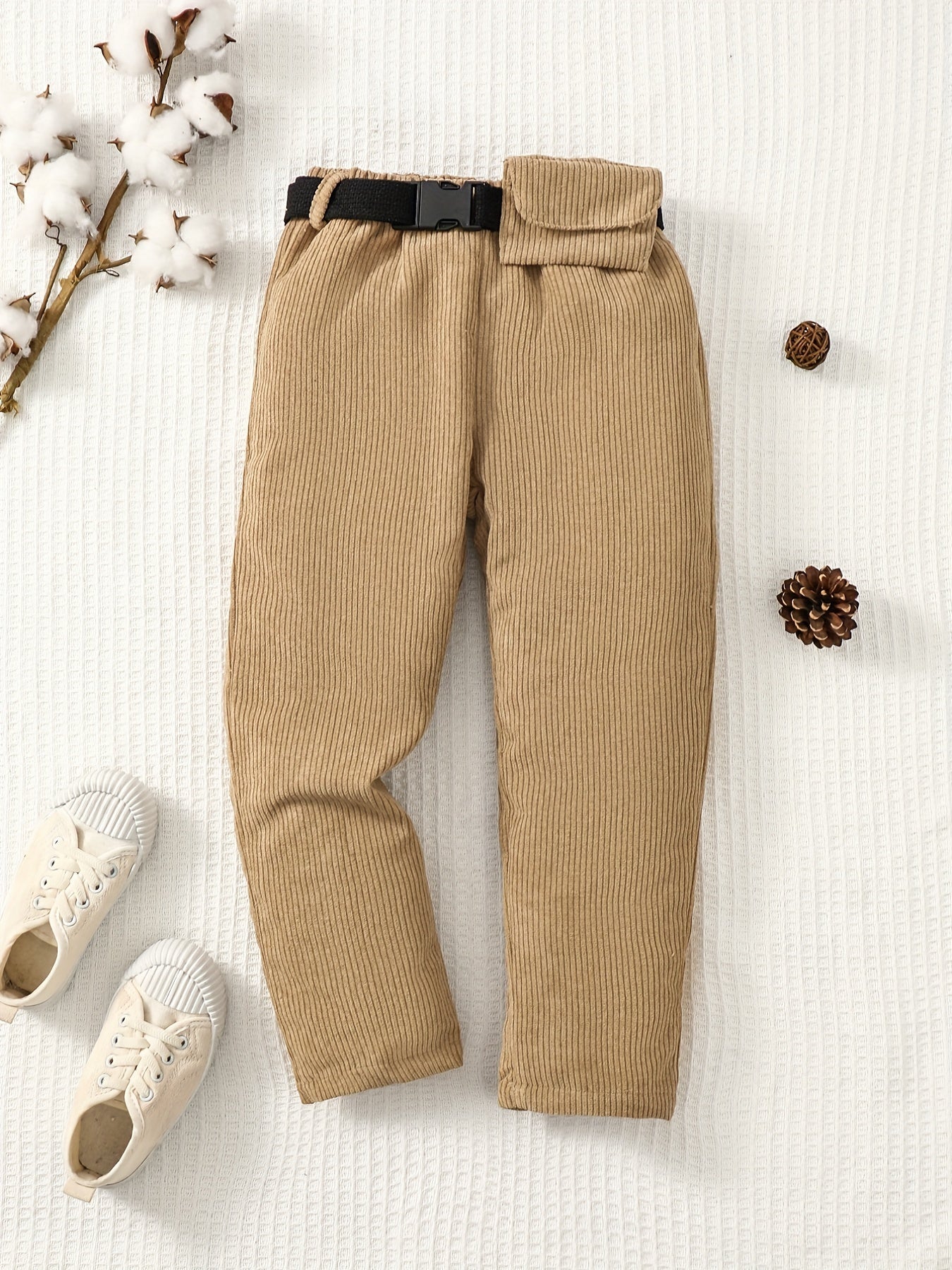 Boys Corduroy Long Pants With Waist Bag
