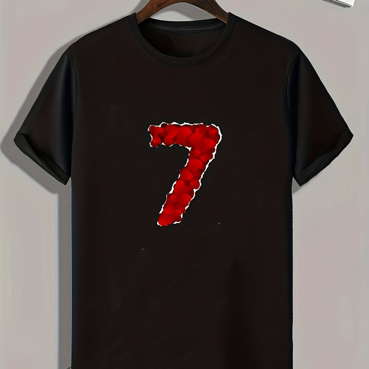 Men's Slim Fit Number 7 Print T-shirt for Summer Holiday