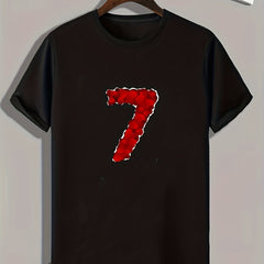 Men's Slim Fit Number 7 Print T-shirt for Summer Holiday