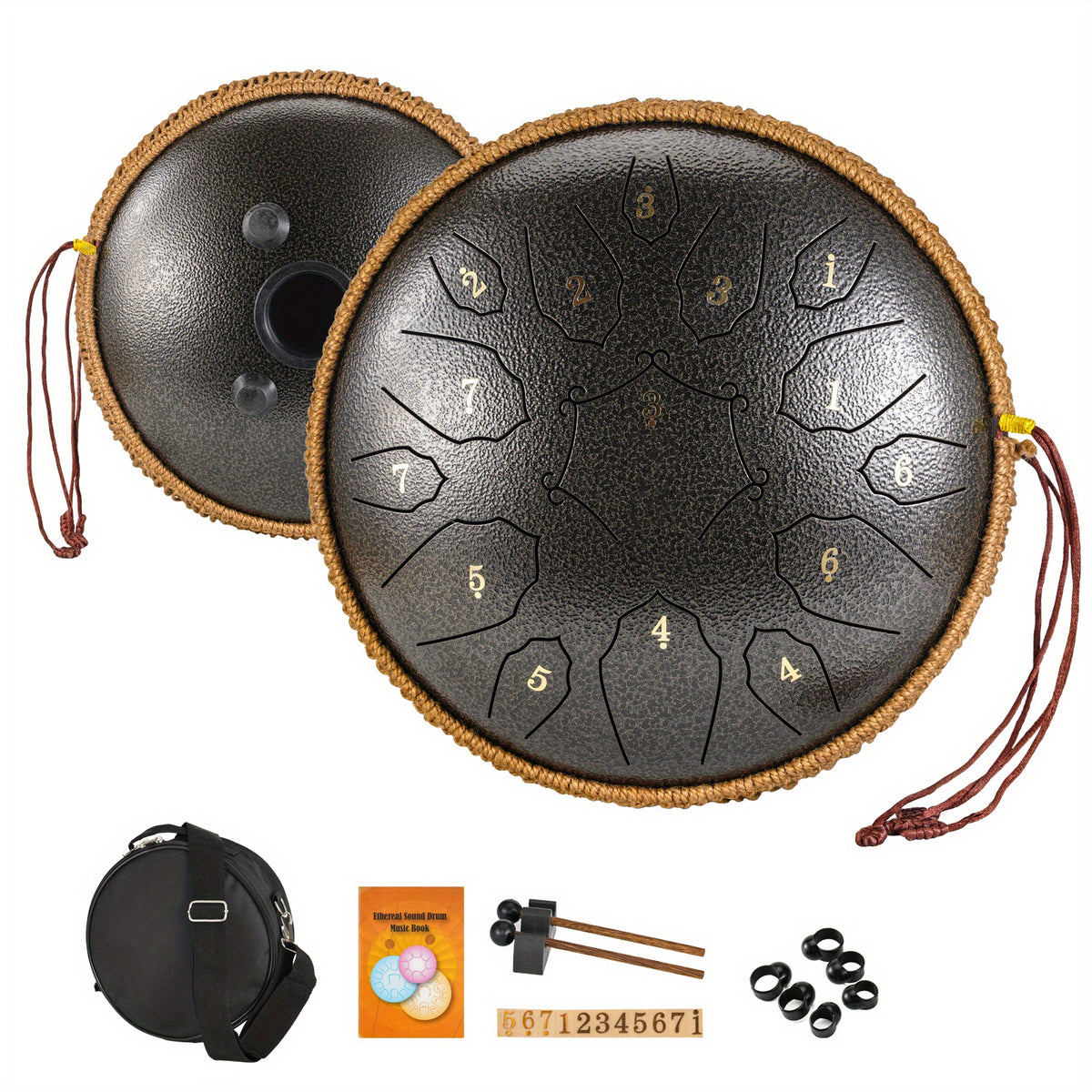 30 48 Cm 15 Note Steel Tongue Drum D Key Handpan Drum with Bag & Book