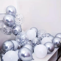 20pcs Silvery Confetti Balloon Set for Birthday Wedding Thanksgiving Year House