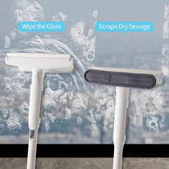 Long Handle Window Squeegee Cleaning Tool With Rubber Blade And Sponge Head
