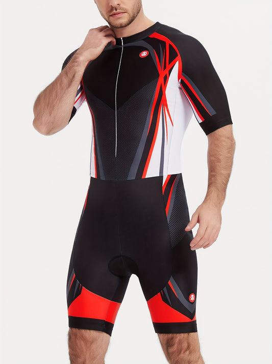 Men's Quick Dry Cycling Skinsuit Jumpsuit Skinny Fit Stretch Triathlon Suit
